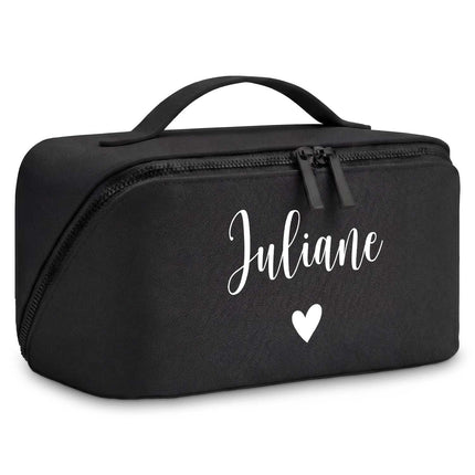 SEO. Personalisierte eckige Kosmetiktasche mit Name für Kosmetik & MakeUp - Black/Black Linkreich