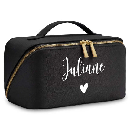 SEO. Personalisierte eckige Kosmetiktasche mit Name für Kosmetik & MakeUp - Black Linkreich