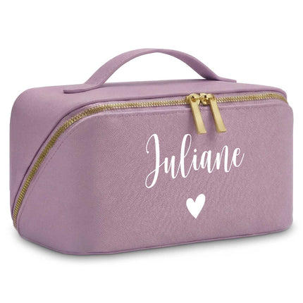 SEO. Personalisierte eckige Kosmetiktasche mit Name für Kosmetik & MakeUp - Lilac Linkreich