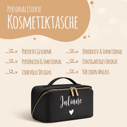 SEO. Personalisierte eckige Kosmetiktasche mit Name für Kosmetik & MakeUp - Black Linkreich