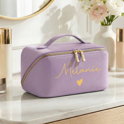 SEO. Personalisierte eckige Kosmetiktasche mit Name für Kosmetik & MakeUp - Black Linkreich