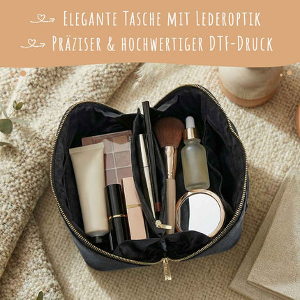 SEO. Personalisierte eckige Kosmetiktasche mit Name für Kosmetik & MakeUp - Black Linkreich