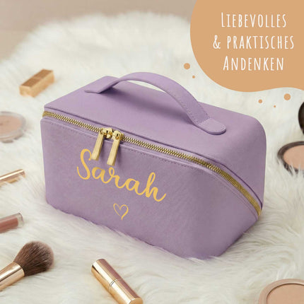 SEO. Personalisierte eckige Kosmetiktasche mit Name für Kosmetik & MakeUp - Lilac Linkreich