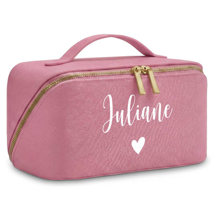 SEO. Personalisierte eckige Kosmetiktasche mit Name für Kosmetik & MakeUp - Dusky Pink Linkreich