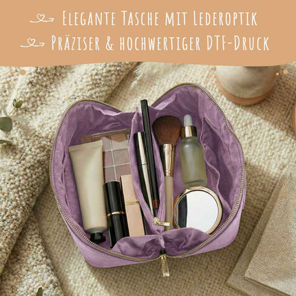 SEO. Personalisierte eckige Kosmetiktasche mit Name für Kosmetik & MakeUp - Lilac Linkreich