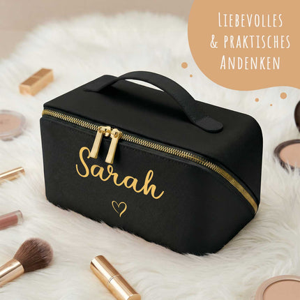 SEO. Personalisierte eckige Kosmetiktasche mit Name für Kosmetik & MakeUp - Black Linkreich