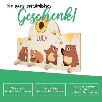 SEO. Personalisierte Garderobe fürs Kinderzimmer - Bären & Bienen - Linkreich