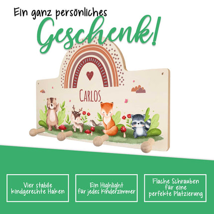 SEO. Personalisierte Garderobe fürs Kinderzimmer - Tiergruppe Waldtiere - Linkreich