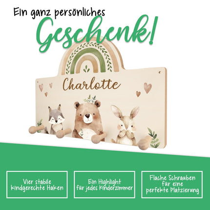 SEO. Personalisierte Garderobe fürs Kinderzimmer - Waldtiere - Linkreich