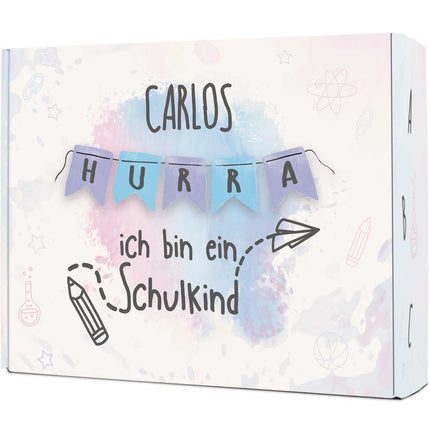 SEO. Personalisierte Geschenkbox - Hurra ich bin ein Schulkind - Einschulung - Linkreich