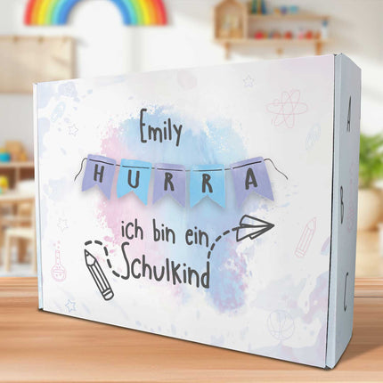 SEO. Personalisierte Geschenkbox - Hurra ich bin ein Schulkind - Einschulung - Linkreich