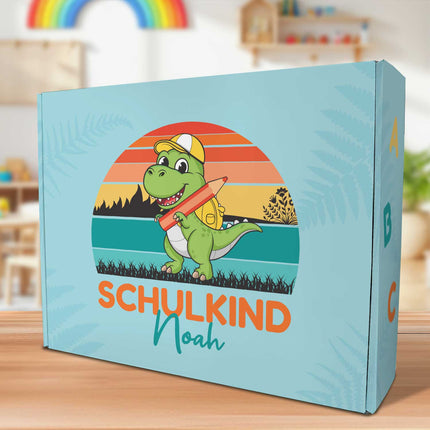 SEO. Personalisierte Geschenkbox - Schulkind Dino - Einschulung - Linkreich