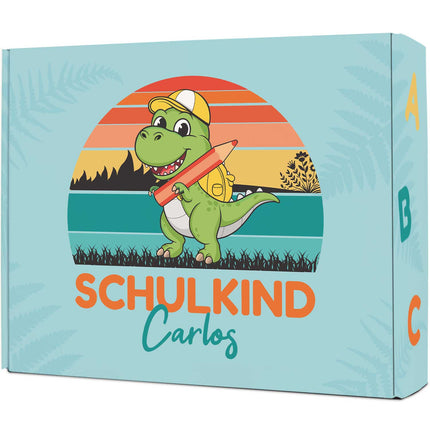 SEO. Personalisierte Geschenkbox - Schulkind Dino - Einschulung - Linkreich