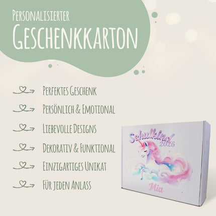 SEO. Personalisierte Geschenkbox - Schulkind Magisches Einhorn - Einschulung - Linkreich