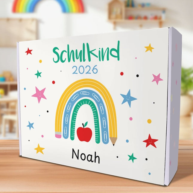 SEO. Personalisierte Geschenkbox - Schulkind Regenbogen - Einschulung - Linkreich