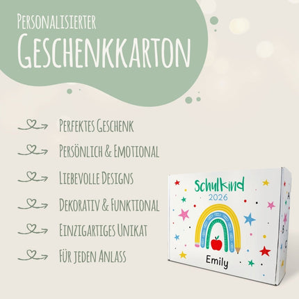 SEO. Personalisierte Geschenkbox - Schulkind Regenbogen - Einschulung - Linkreich