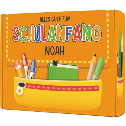 SEO. Personalisierte Geschenkbox - Schulranzen - Einschulung - Orange Linkreich