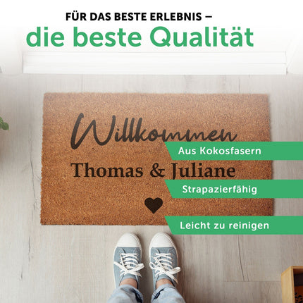 SEO. Personalisierte Kokos Fußmatte – Willkommen mit Euren Namen - Linkreich