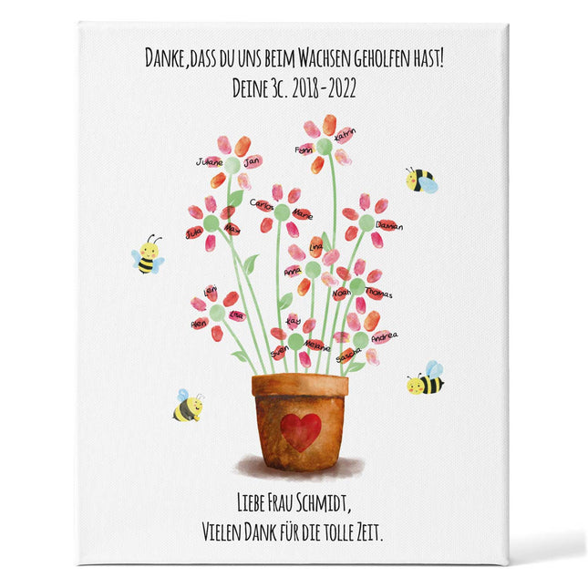 SEO. Personalisierte Leinwand - Geschenk zum Abschied für Erzieher und Lehrer - Blumentopf - Linkreich