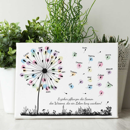 SEO. Personalisierte Leinwand - Geschenk zum Abschied für Erzieher und Lehrer - Pusteblume - Linkreich