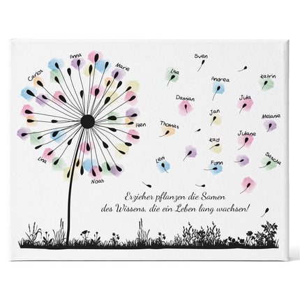 SEO. Personalisierte Leinwand - Geschenk zum Abschied für Erzieher und Lehrer - Pusteblume - Linkreich
