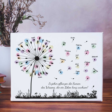 SEO. Personalisierte Leinwand - Geschenk zum Abschied für Erzieher und Lehrer - Pusteblume - Linkreich