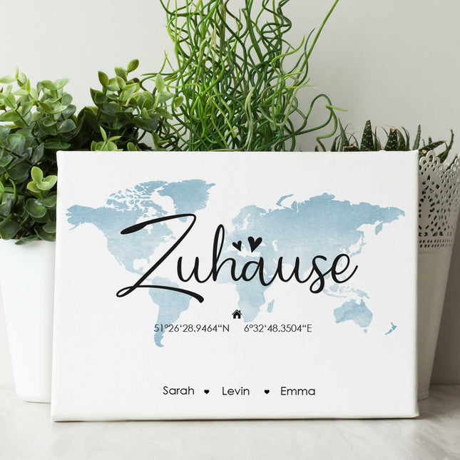 SEO. Personalisierte Leinwand - "Zuhause" mit Namen - Linkreich
