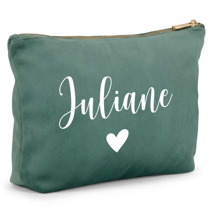 SEO. Personalisierte Samt Kosmetiktasche mit Name für Kosmetik & MakeUp - Jade Linkreich