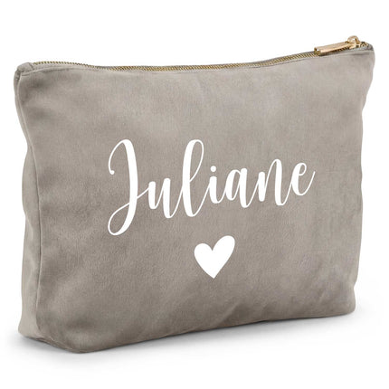 SEO. Personalisierte Samt Kosmetiktasche mit Name für Kosmetik & MakeUp - Moonstone Linkreich