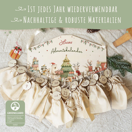 SEO. Personalisierter Adventskalender aus Holz mit Druckmotiv & Namen - Festvorbereitung - Linkreich