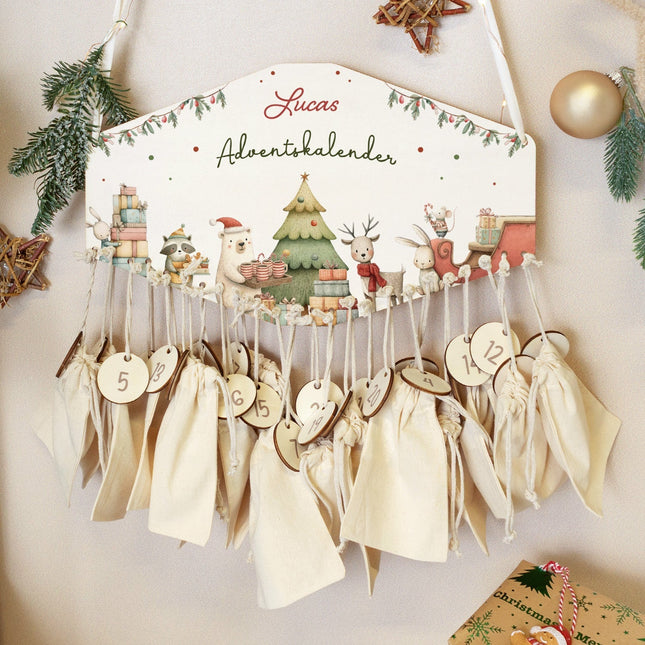 SEO. Personalisierter Adventskalender aus Holz mit Druckmotiv & Namen - Festvorbereitung - Linkreich