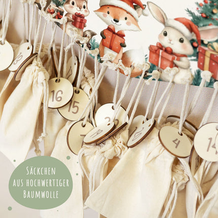 SEO. Personalisierter Adventskalender aus Holz mit Druckmotiv & Namen - Geschenketiere - Linkreich