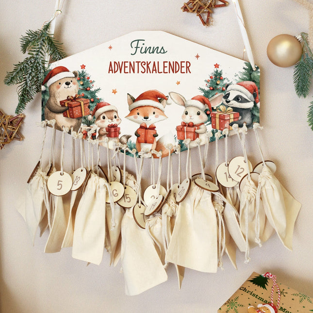 SEO. Personalisierter Adventskalender aus Holz mit Druckmotiv & Namen - Geschenketiere - Linkreich