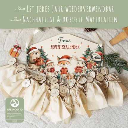 SEO. Personalisierter Adventskalender aus Holz mit Druckmotiv & Namen - Geschenketiere - Linkreich