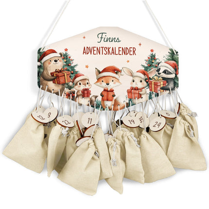 SEO. Personalisierter Adventskalender aus Holz mit Druckmotiv & Namen - Geschenketiere - Linkreich