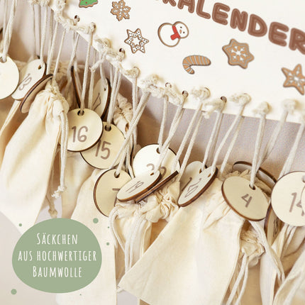 SEO. Personalisierter Adventskalender aus Holz mit Druckmotiv & Namen - Lebkuchen - Linkreich