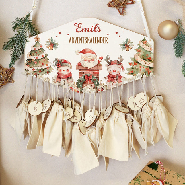 SEO. Personalisierter Adventskalender aus Holz mit Druckmotiv & Namen - Nikolaus - Linkreich