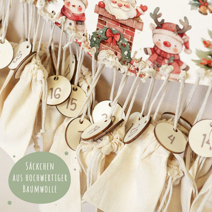 SEO. Personalisierter Adventskalender aus Holz mit Druckmotiv & Namen - Nikolaus - Linkreich