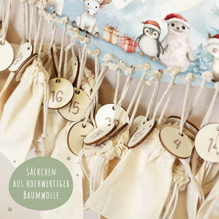 SEO. Personalisierter Adventskalender aus Holz mit Druckmotiv & Namen - Nordpol - Linkreich