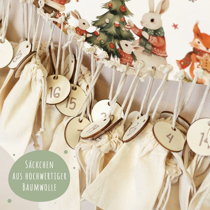 SEO. Personalisierter Adventskalender aus Holz mit Druckmotiv & Namen - Pullovertiere - Linkreich