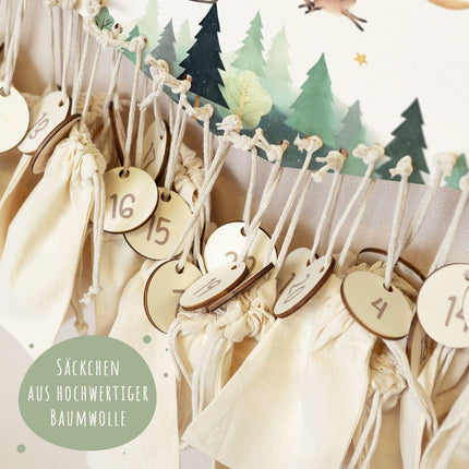SEO. Personalisierter Adventskalender aus Holz mit Druckmotiv & Namen - Schlitten - Linkreich