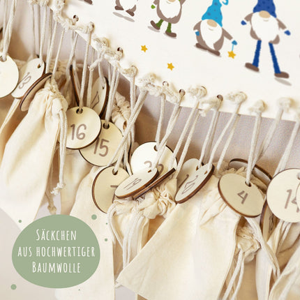 SEO. Personalisierter Adventskalender aus Holz mit Druckmotiv & Namen - Wichtel - Linkreich