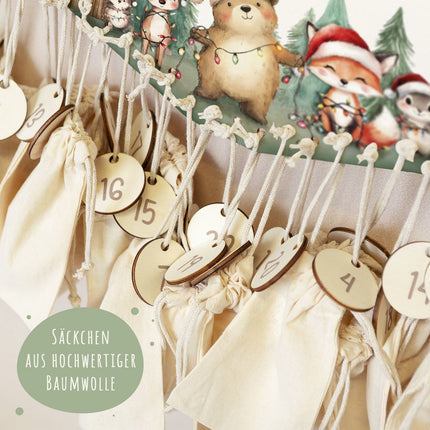SEO. Personalisierter Adventskalender aus Holz mit Druckmotiv & Namen - Winterhütte - Linkreich