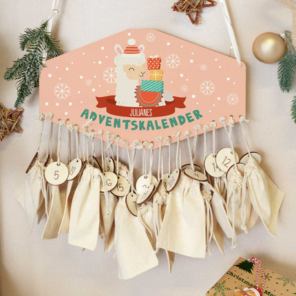 SEO. Personalisierter Adventskalender aus Holz mit Druckmotiv & Namen - Wintertiere - Igel Linkreich