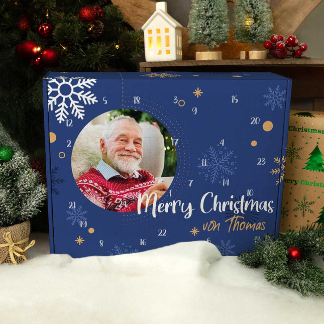 SEO. Personalisierter DIY Adventskalender Fotomotiv Kreis mit Foto & Namen zum selbst Befüllen - Linkreich