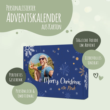 SEO. Personalisierter DIY Adventskalender Fotomotiv Kreis mit Foto & Namen zum selbst Befüllen - Linkreich
