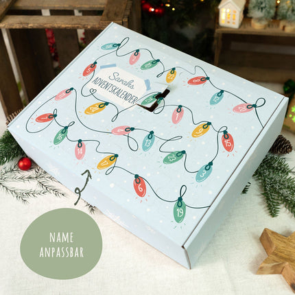 SEO. Personalisierter DIY Adventskalender mit Lichterkette Design zum selbst Befüllen - Linkreich