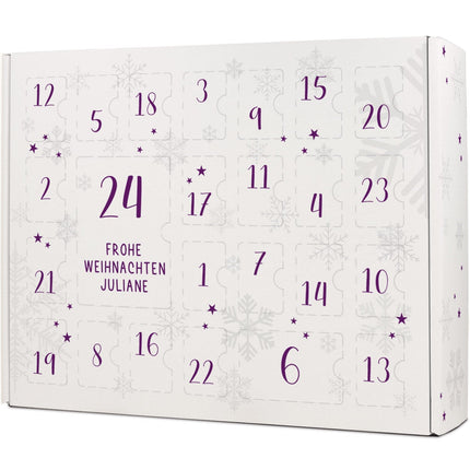 SEO. Personalisierter DIY Adventskalender mit Nummern Design zum selbst Befüllen - Lila Linkreich