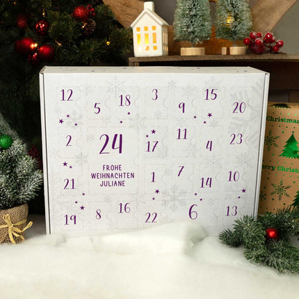 SEO. Personalisierter DIY Adventskalender mit Nummern Design zum selbst Befüllen - Lila Linkreich