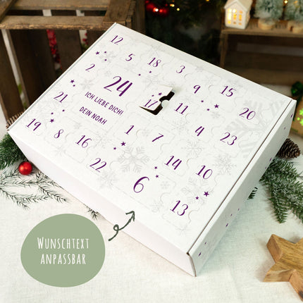SEO. Personalisierter DIY Adventskalender mit Nummern Design zum selbst Befüllen - Lila Linkreich